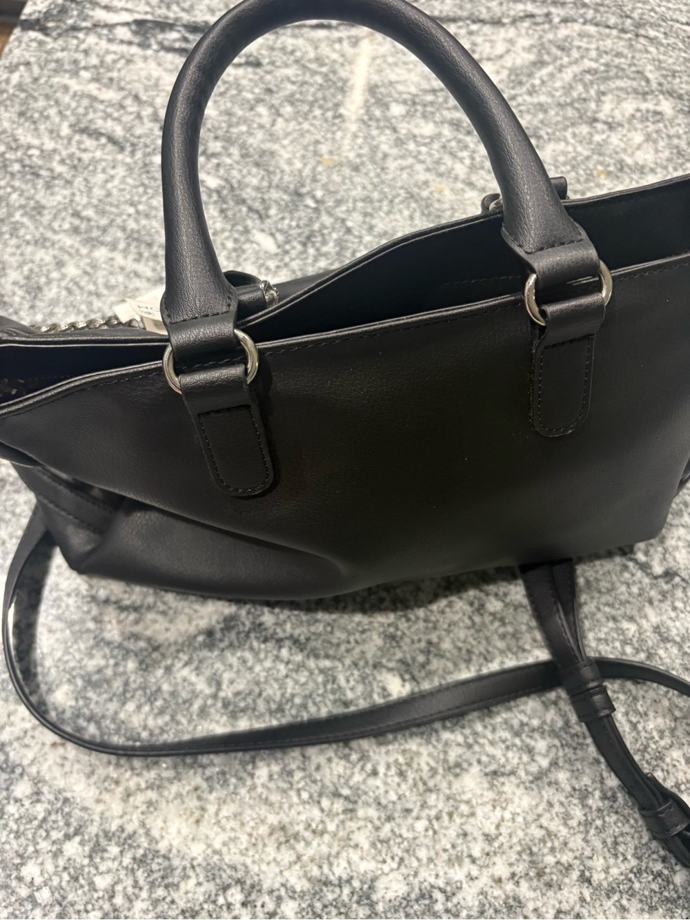 Madden Girl Black Satchel with Silver Chain Accent - Picture 7 of 10